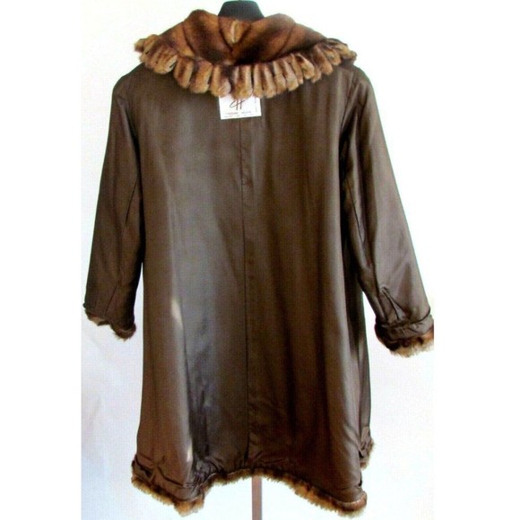 Women's Faux Fur Designer C H Couture Helene Brown Faux Mink Fur Coat 12.R - Picture 7 of 16